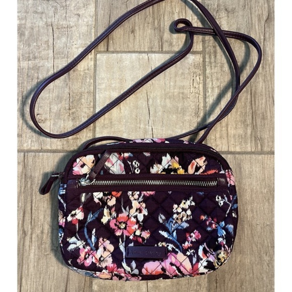 Vera Bradley Indiana Rose Purple Floral Cross Body Mini Hipster Shoulder Bag